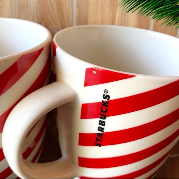 STARBUCKS Candy Stripe Red & White Christmas Mugs - 12oz (Set of 2) - Picture 7 of 10